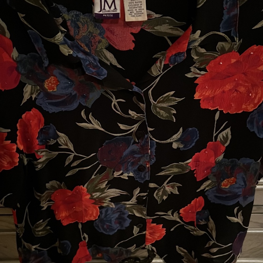 Floral Collared Button Down Blouse - image 2